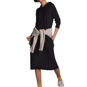 Anthropologie Dress Midi Waffle Knit Hoodie Athleisure Stretch NEW